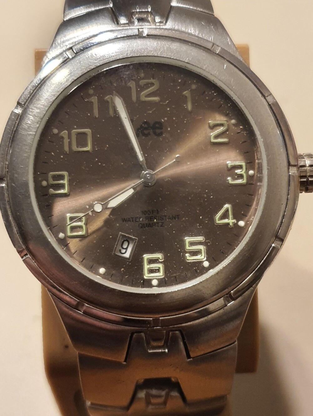 10/$20 Lee Jeans Silver/Brown Stainless Steel Men's Watch w/Date